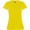 Camisetas técnicas roly montecarlo mujer de poliéster amarillo con logo vista 1